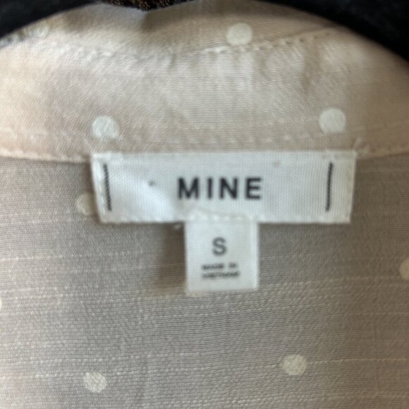 Mine Coastal Beige White Polka Dot Twist Wrap Front Blouse Size Small - Picture 7 of 8